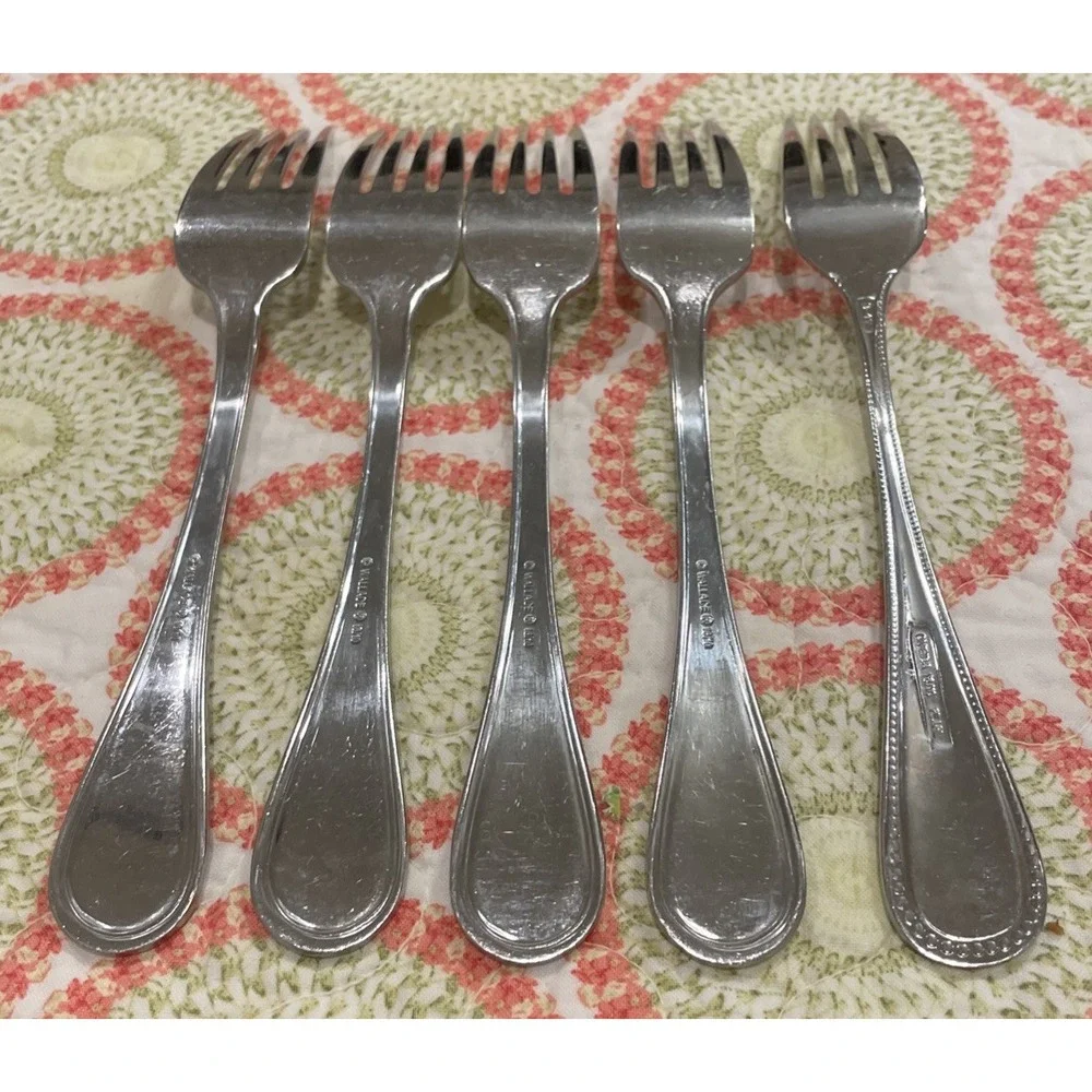 Wallace Continental Bead Set Of 5 Dinner Forks Fork 18/10 Stainless‎ Flatware